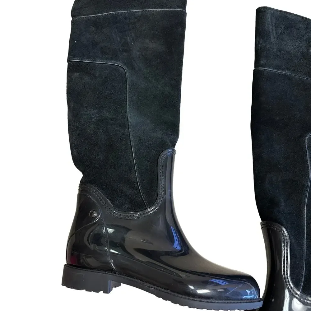 Andre Assous Boots Women's Size 38 US 7.5 Mayra Over The Knee Black PVC Suede